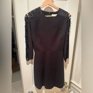 Sandro Black Dress with Fringe Detail